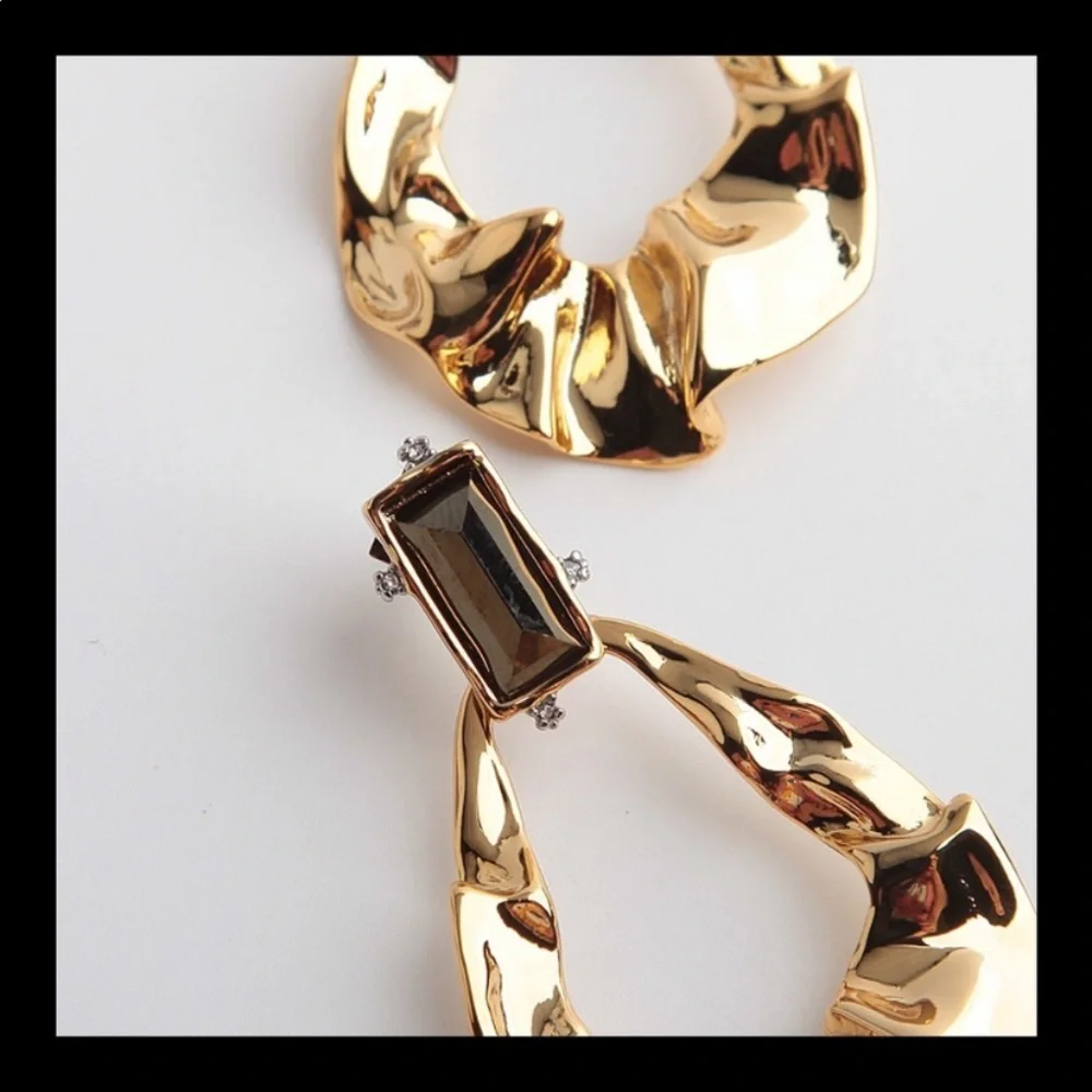 ALEXIS BITTAR • NEW Gold Liquid Molten High Shine Sculpted Hoop Drop Earrings